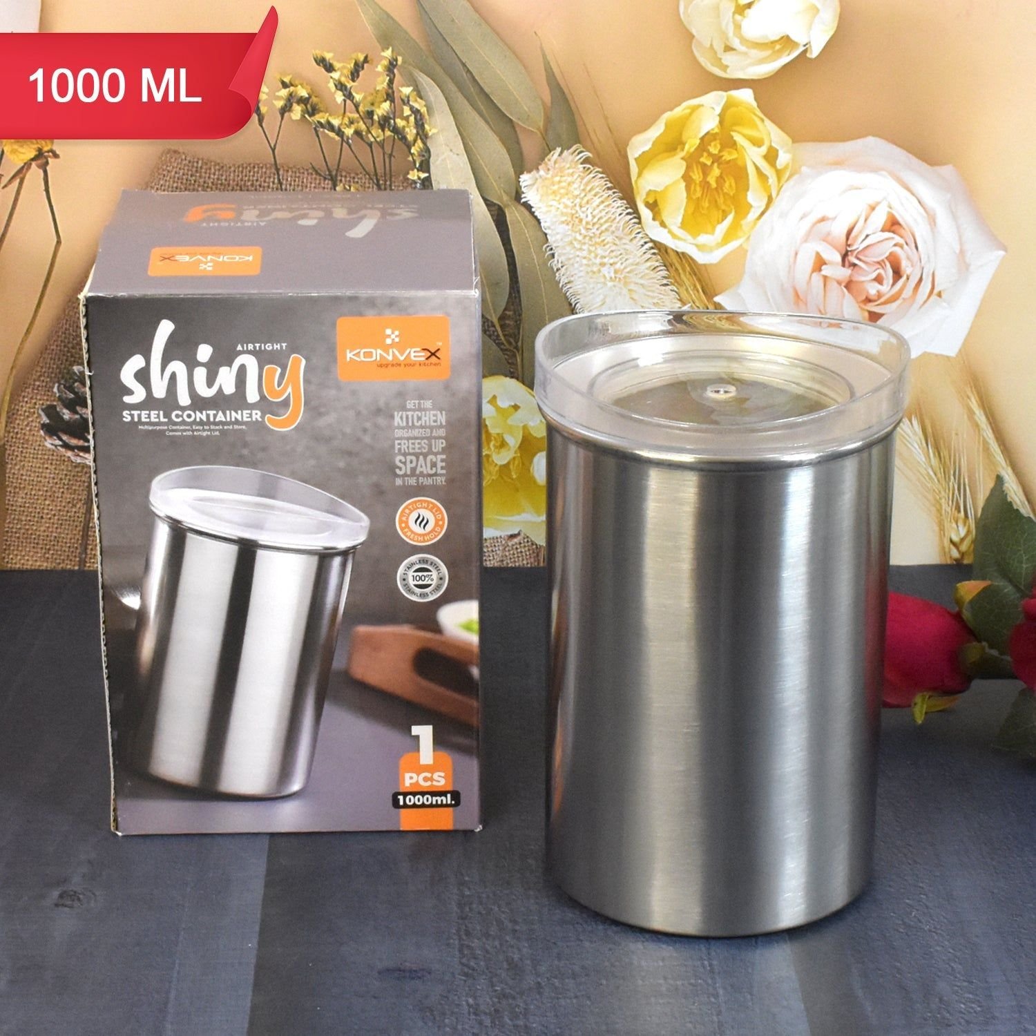 Multipurpose Stainless Steel Airtight Containers with See Through Lid (1 Pc / 1000 ML) - Image 3