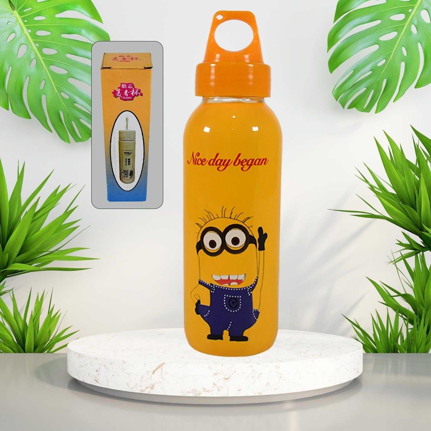 PORTABLE GLASS WATER BOTTLE, CREATIVE GLASS BOTTLE WITH GLASS WATER ( Mix Design) - Image 3