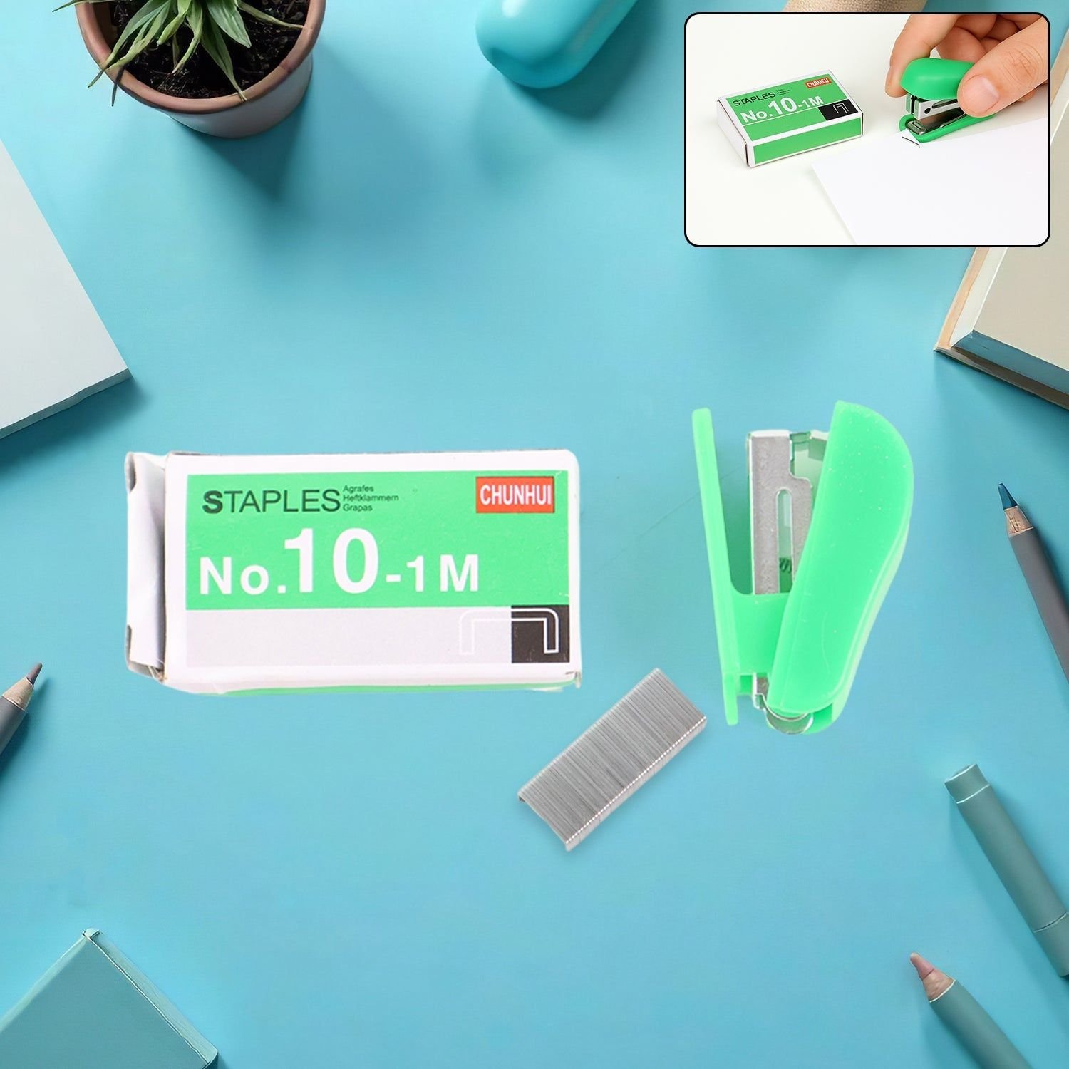 Mini Stapler with 1 Strip of Staples (1 Set) - Image 4