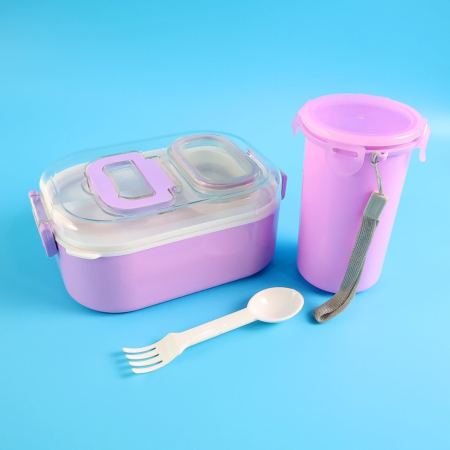 Multi-Functional 1 Set Leakproof Lunch Box with Cutlery & Tumbler - Image 3