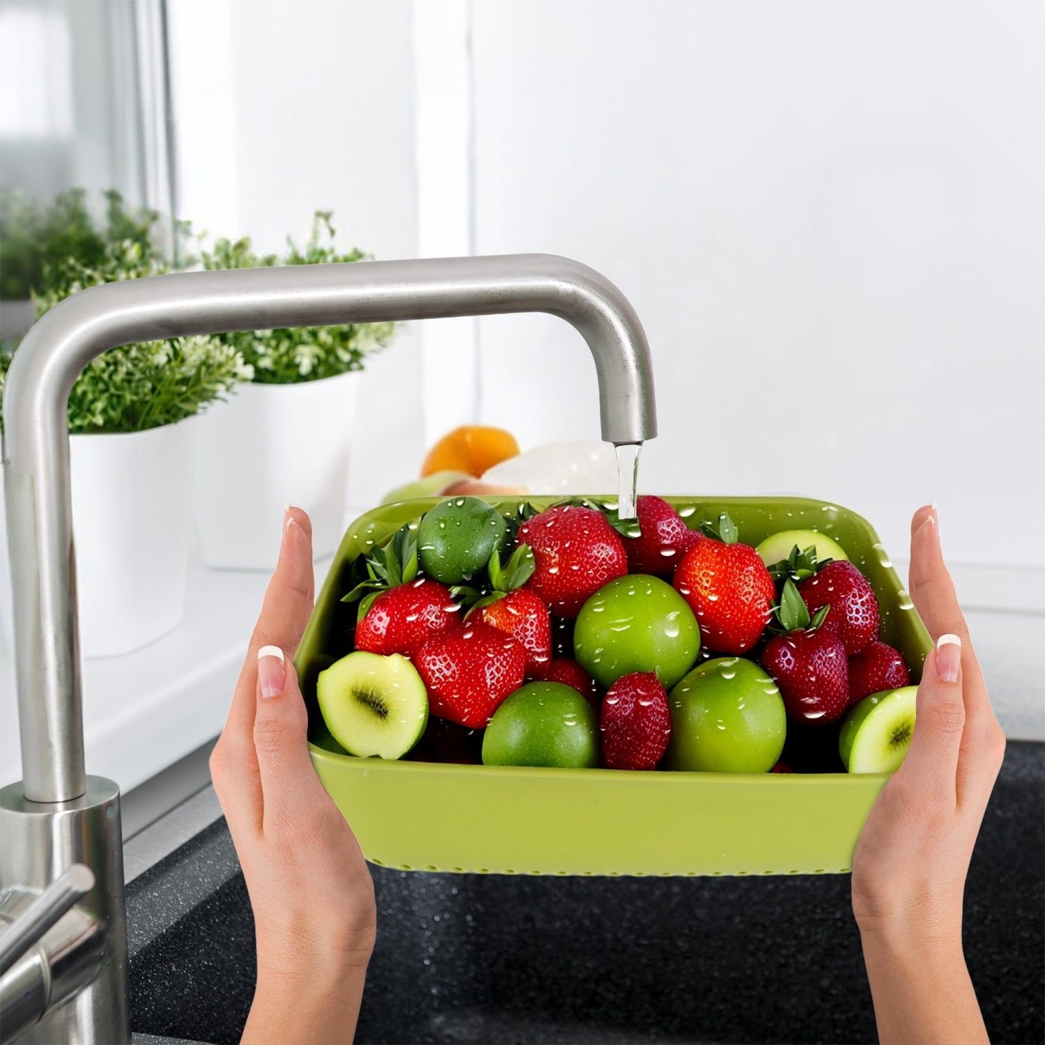Multipurpose Small Plastic Kitchen Basket, Vegetables and Fruits Washing, Basket (20x17 Cm) - Image 3