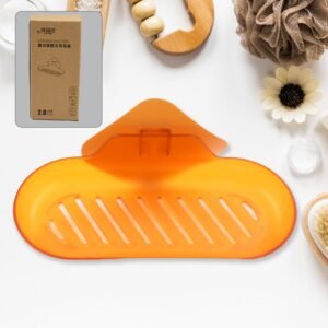 Plastic Soap Dish Holder for Bathroom Shower Wall Mounted Self Adhesive Soap Holder Saver Tray-Plastic Sponge Holder for Kitchen Storage Rack Soap Box