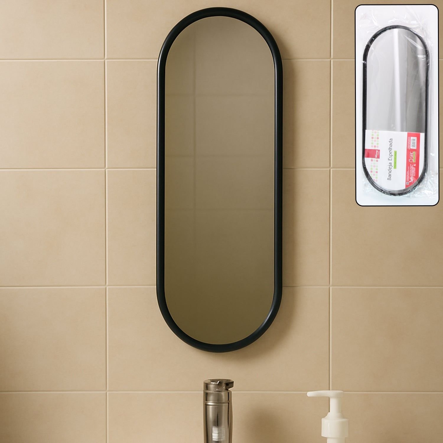 Modern Oval Wall-Mounted Bathroom Mirror (1 Pc) - Image 3
