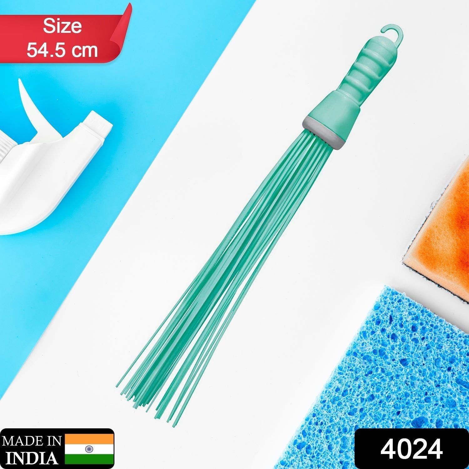Plastic Hard Bristle Broom for Bathroom Floor Cleaning and Scrubbing, Wet and Dry Floor Cleaning - Image 2