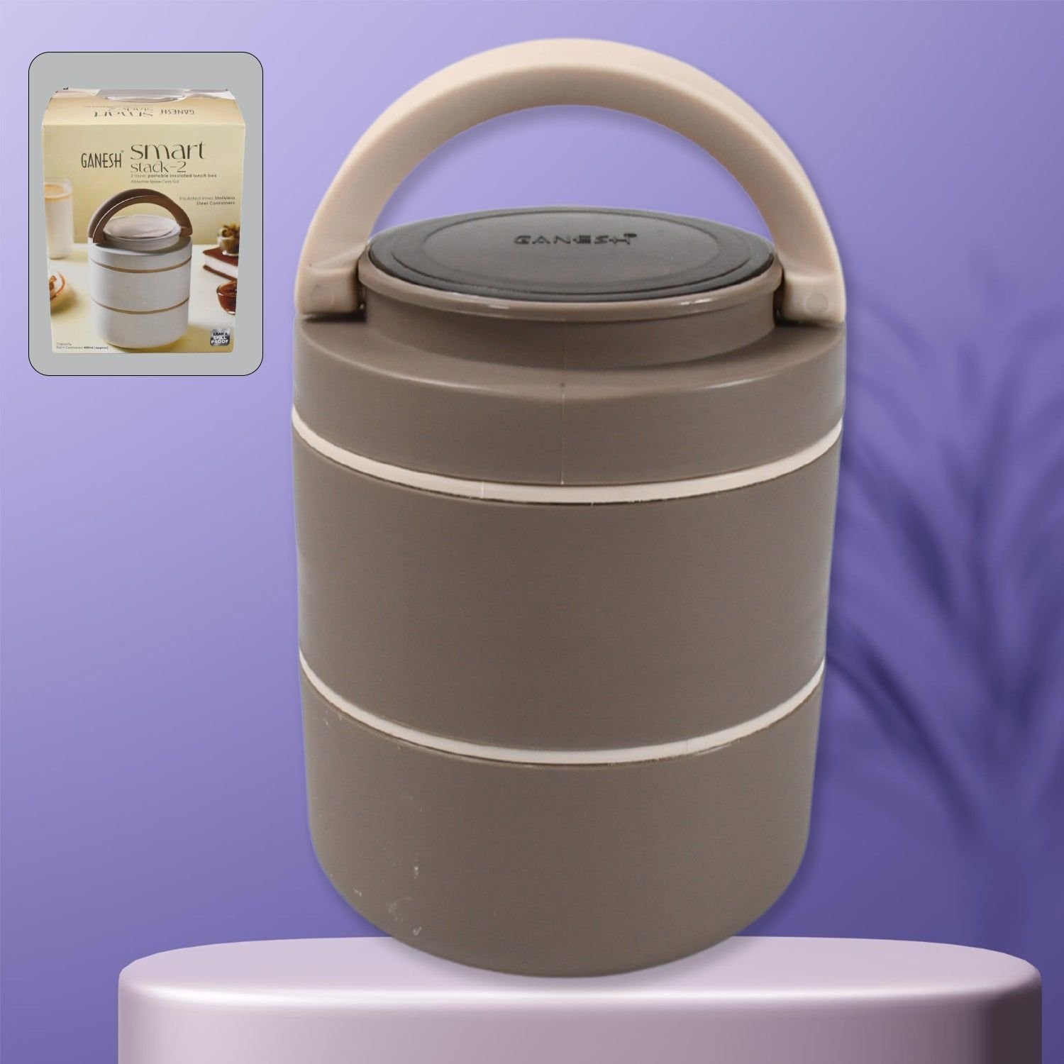 Ganesh Smart Stack 2-Layer Stainless Steel Leak-Proof Lunch Box for Office, School, Picnic - Image 3