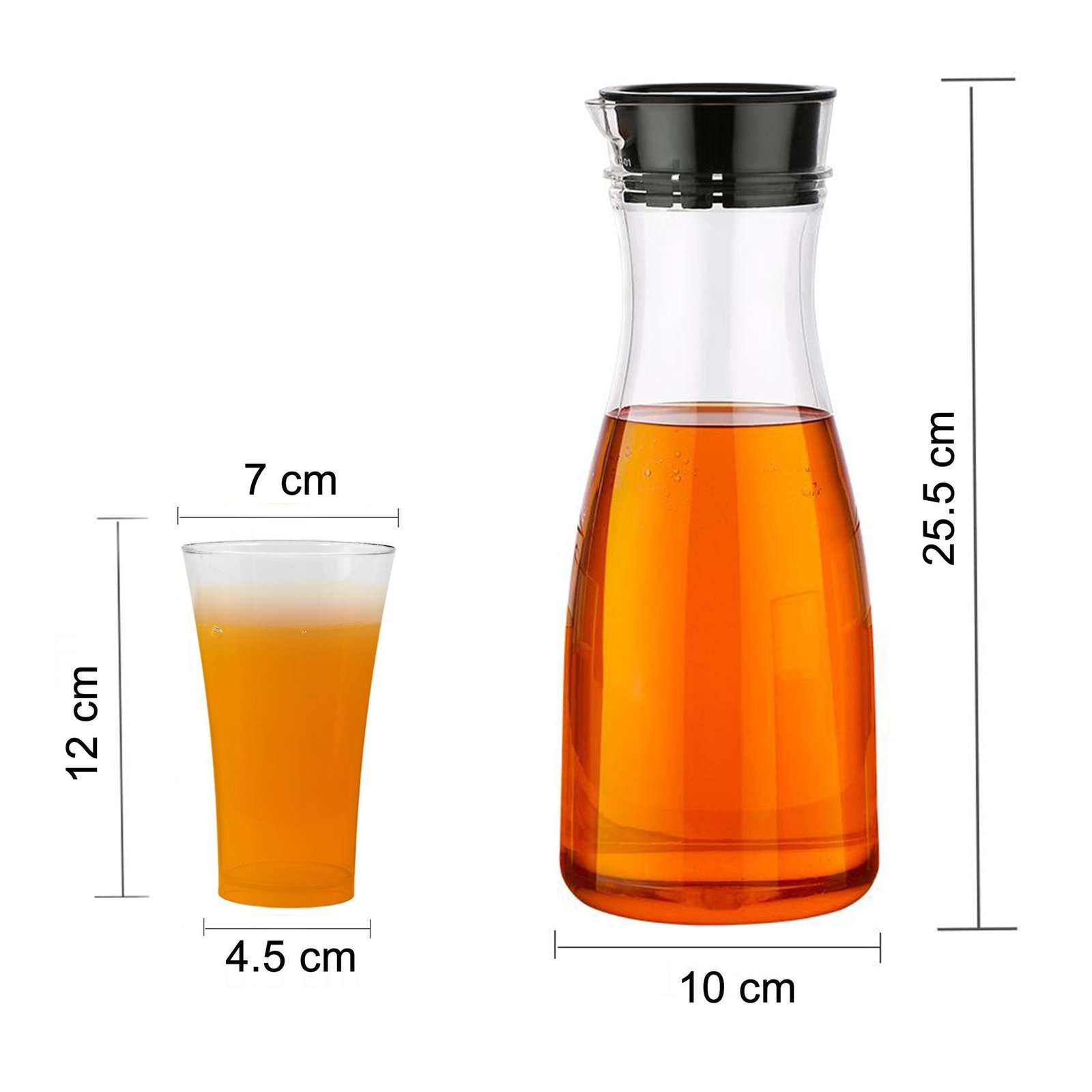 Transparent Unbreakable Water Juicy Jug and 6 Pcs. Glass Combo Set for Dining Table Office Restaurant Pitcher | Assorted Colour - Image 5