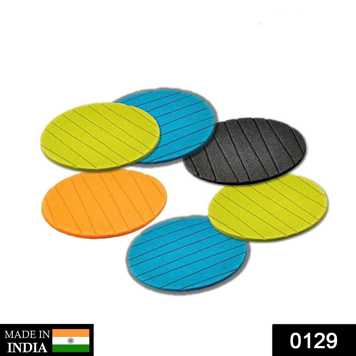 6 pcs Useful Round Shape Plain Silicone Cup Mat Coaster Drinking Tea Coffee Mug Wine Mat for Home | Assorted Colour - Image 4