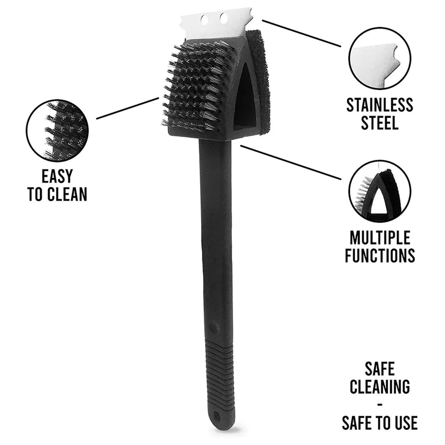 Black 2 Side Use Brush Scarp Cleaning Brush & Wire Brush for Garage Use - Image 4