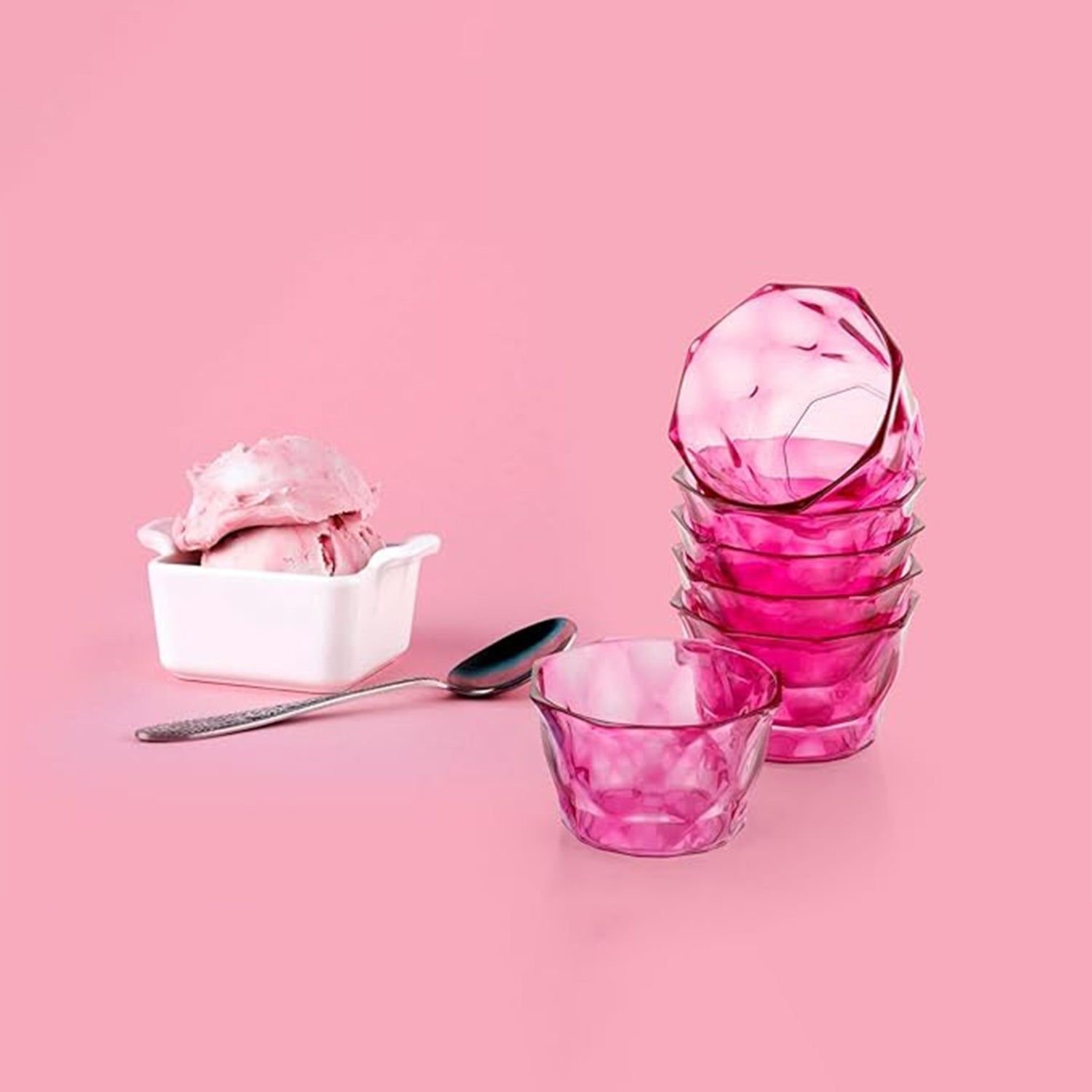 6pc Diamond shape ice cream bowl set | Assorted Colour - Image 4