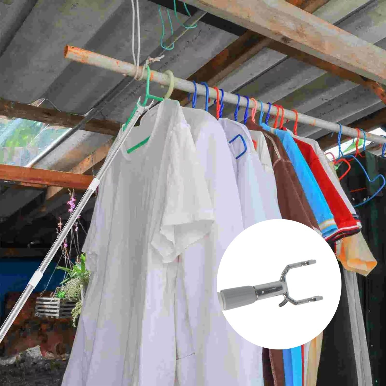 Stainless Steel Telescopic Pole Clothes Hooks Hanger (1 Pc / 155 cm) - Image 3