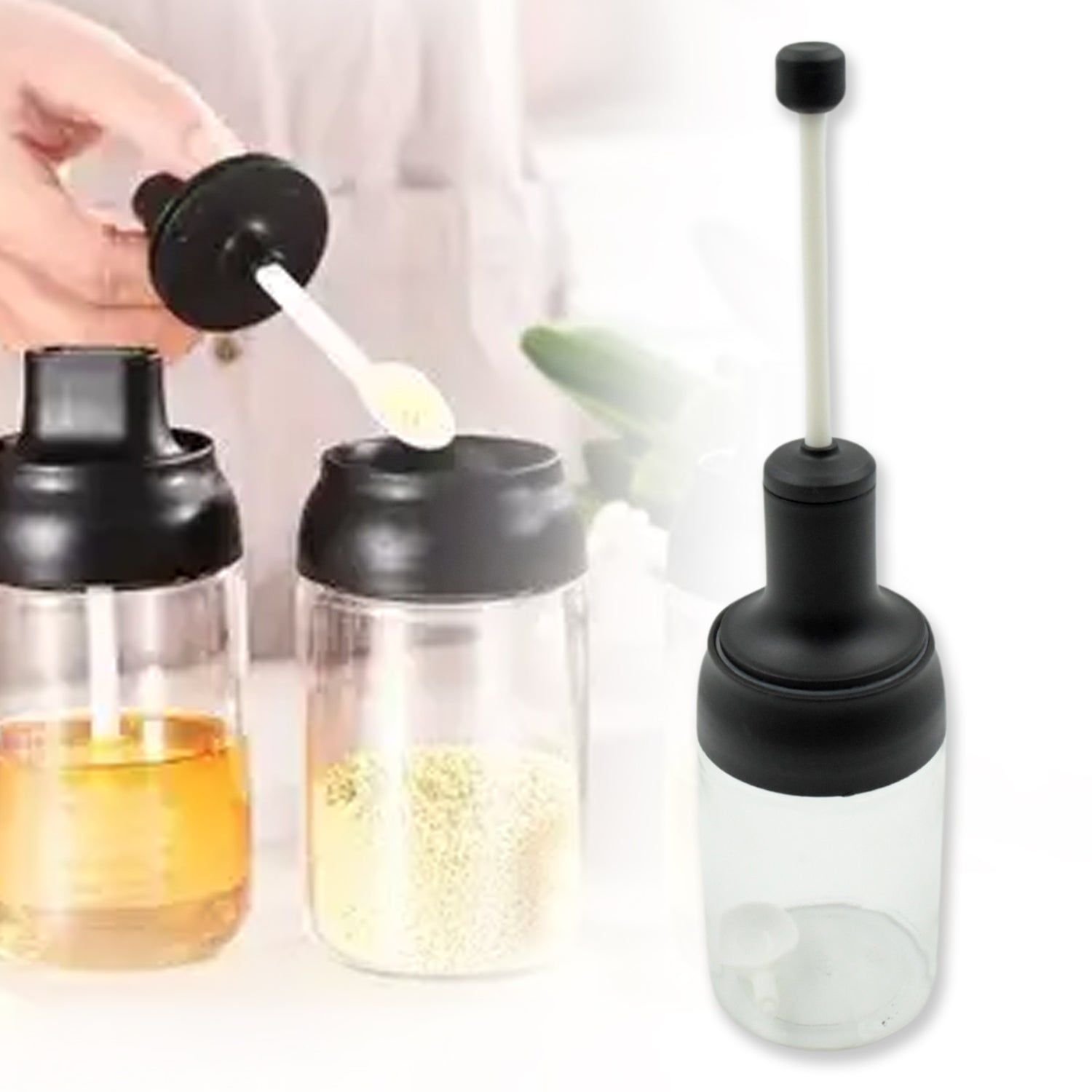 All-in-One Seasoning Jar: Heat-Resistant Glass with Spoon (1 Pc) - Image 6