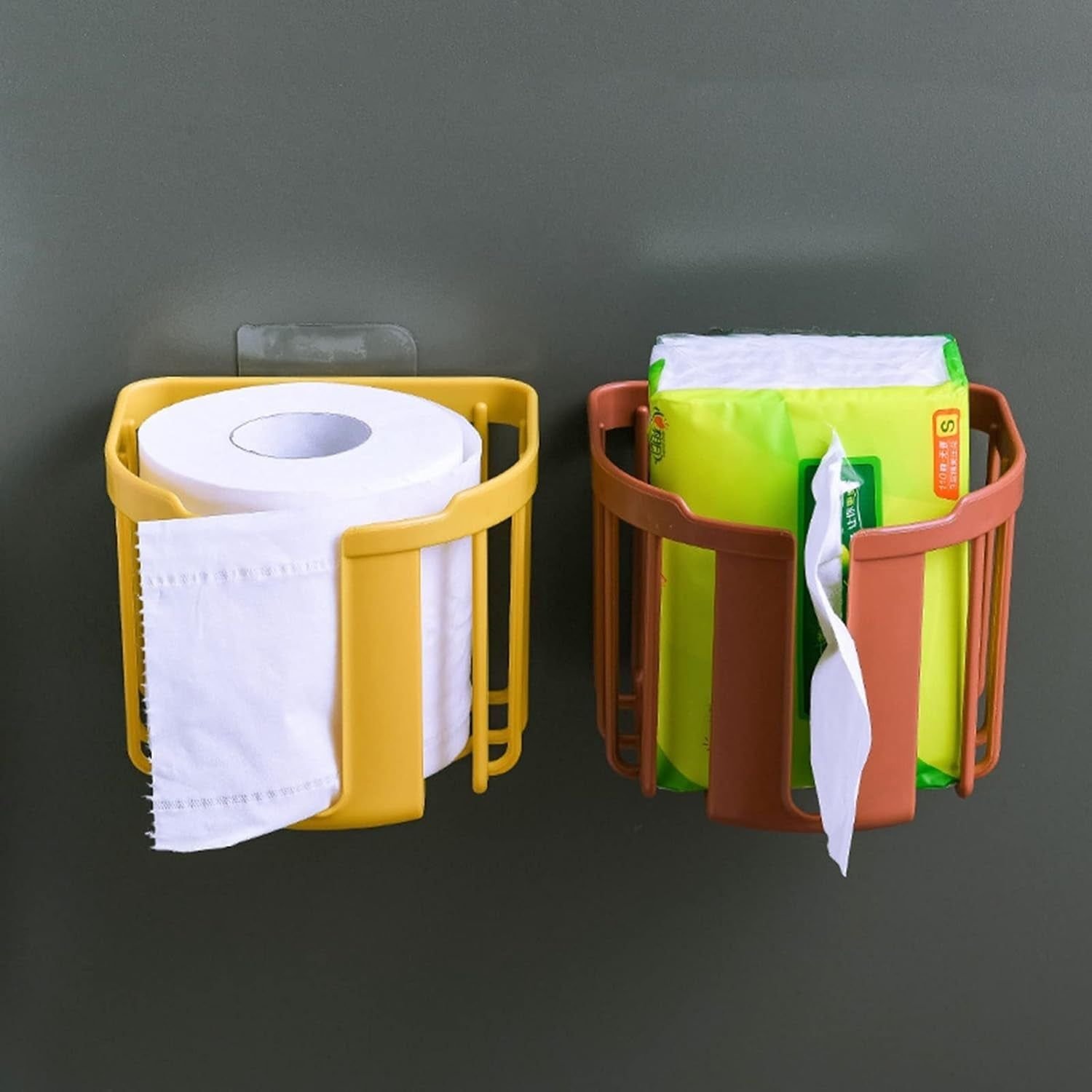 Toilet Paper Holder Bathroom, Tissue Roll Wall Mounted Plastic Bathroom Toilet Paper Roll Holder, Tissue Holder with Storage and Dispenser for Bathroo - Image 4