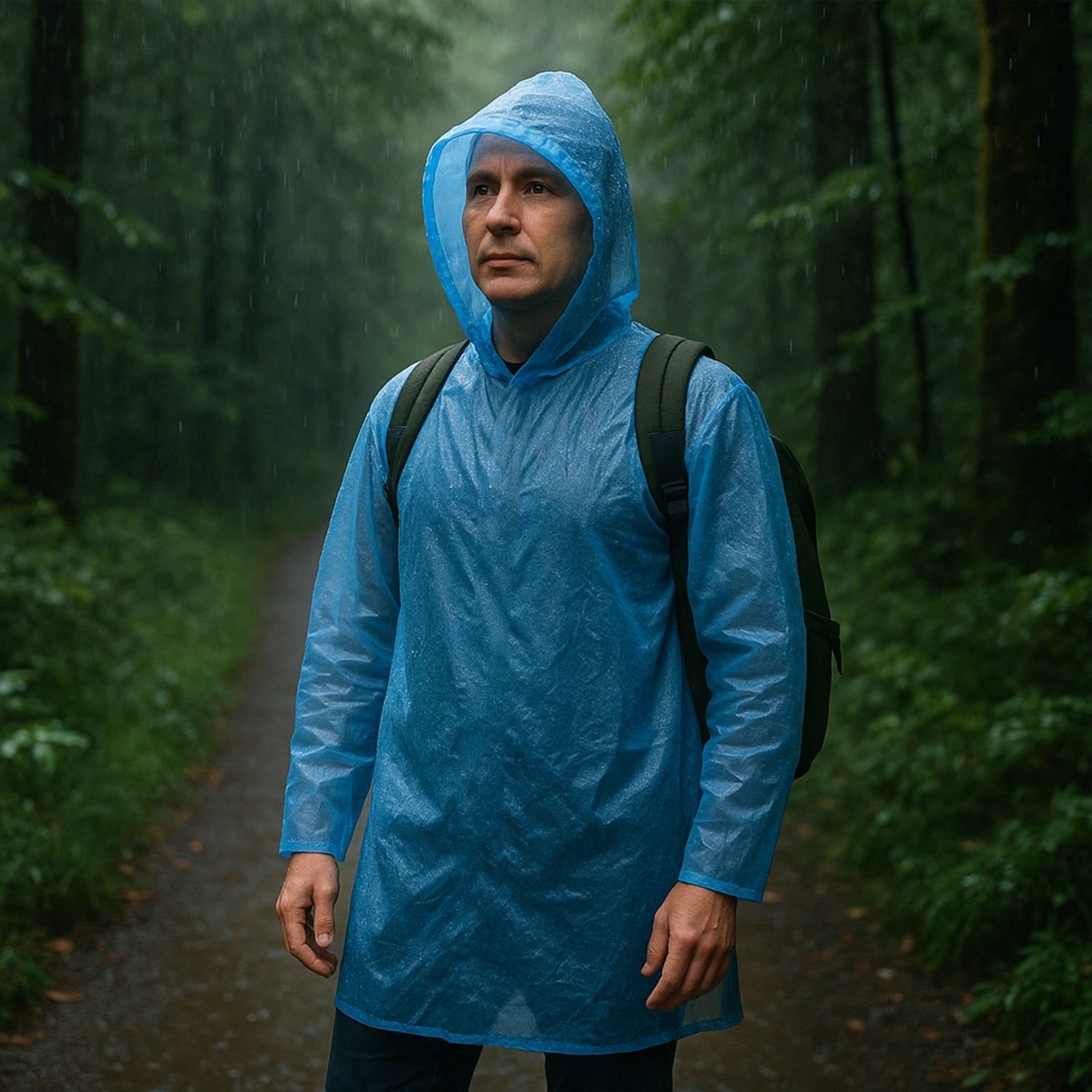 Ultra Lightweight Disposable Raincoat with Hood for Adults (1 Pc) - Image 3