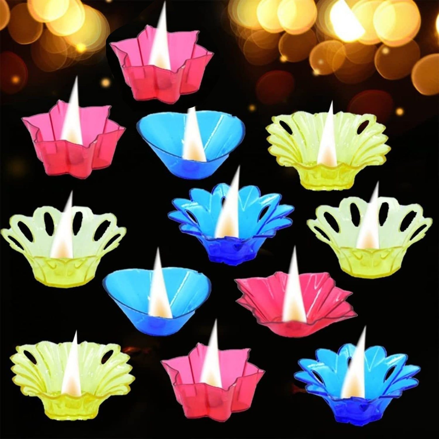 Magical Reflection Diya Set with 6 Attractive Design Cup Set Of 12 Pieces, Diwali - Image 6