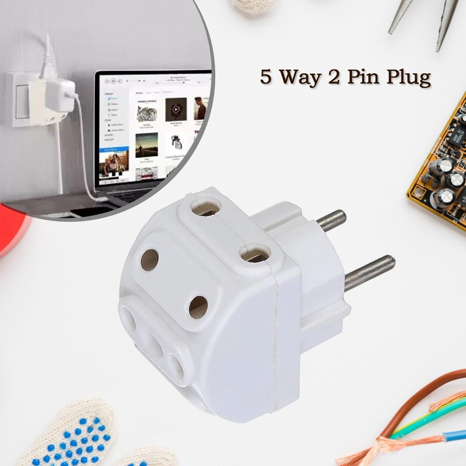 5-Way 2 Pin Multi-Plug Socket / Converter (1 Pc) - Image 5