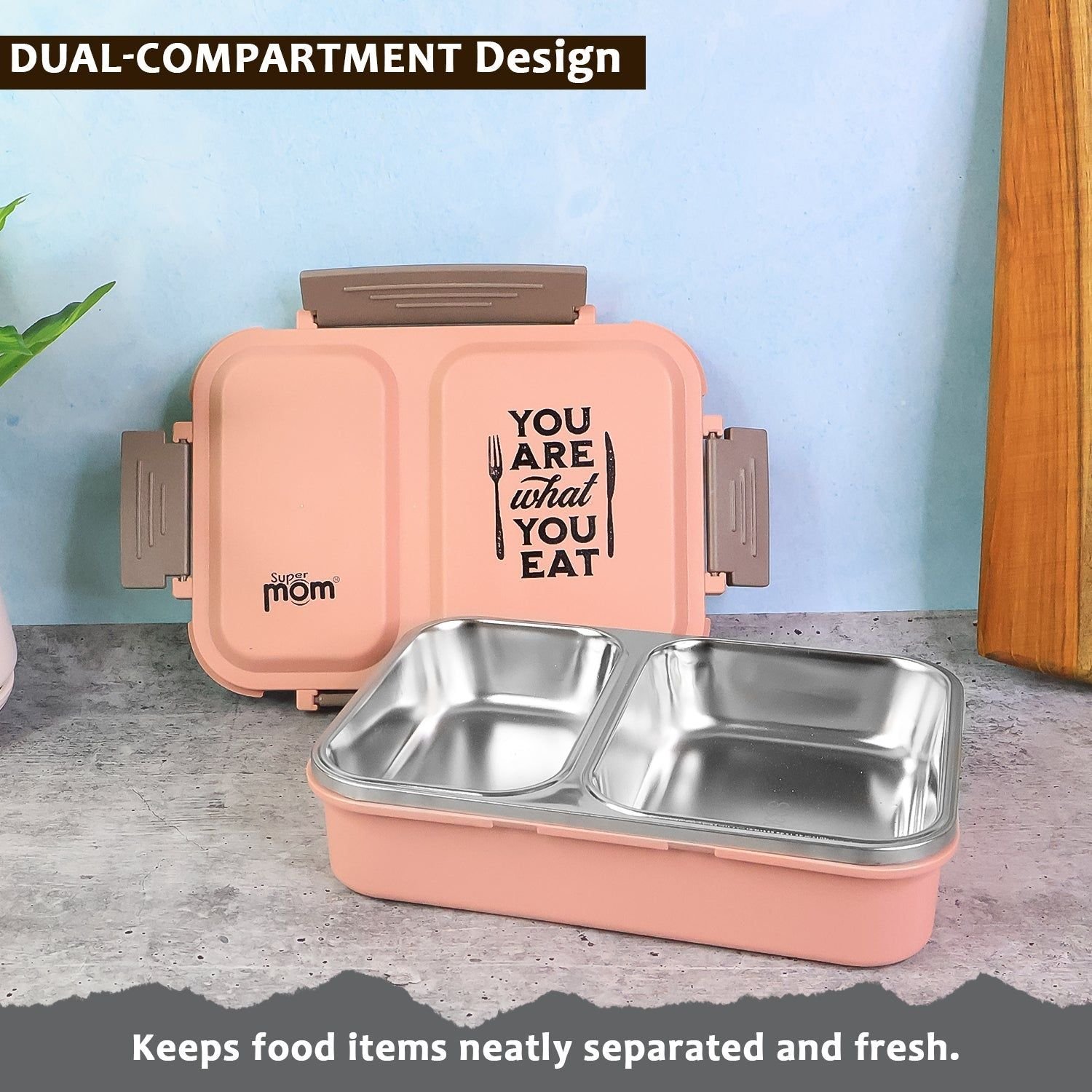 Supermom 2 Partition Stainless Steel Lunch Box - Image 3