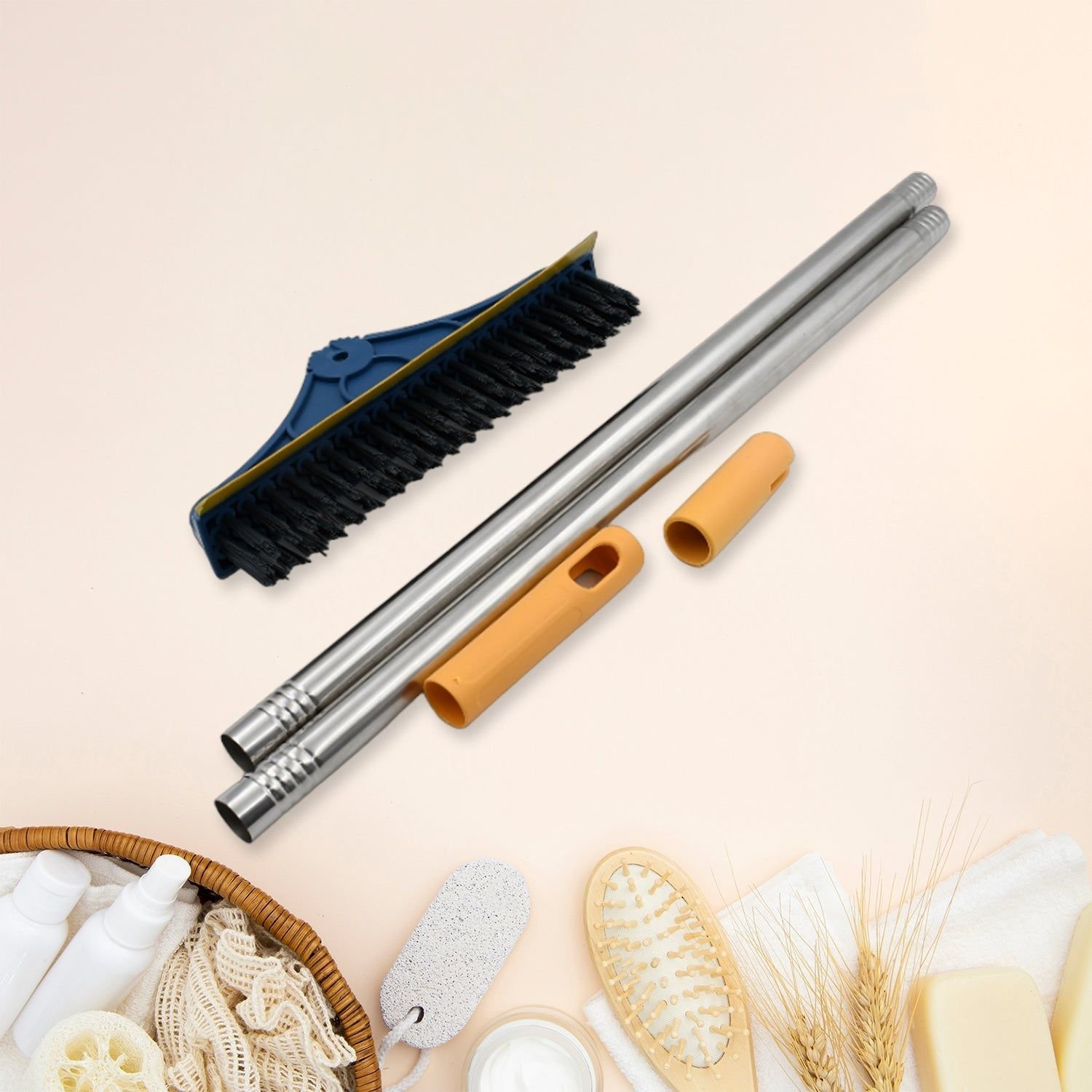 2 in 1 Cleaning Brush & Wiper , Long Handle Floor Brush, Rotatable Cleaning Brush for Bathroom, Kitchen, 120 Degree Triangular Rotating Brush Head wit - Image 6