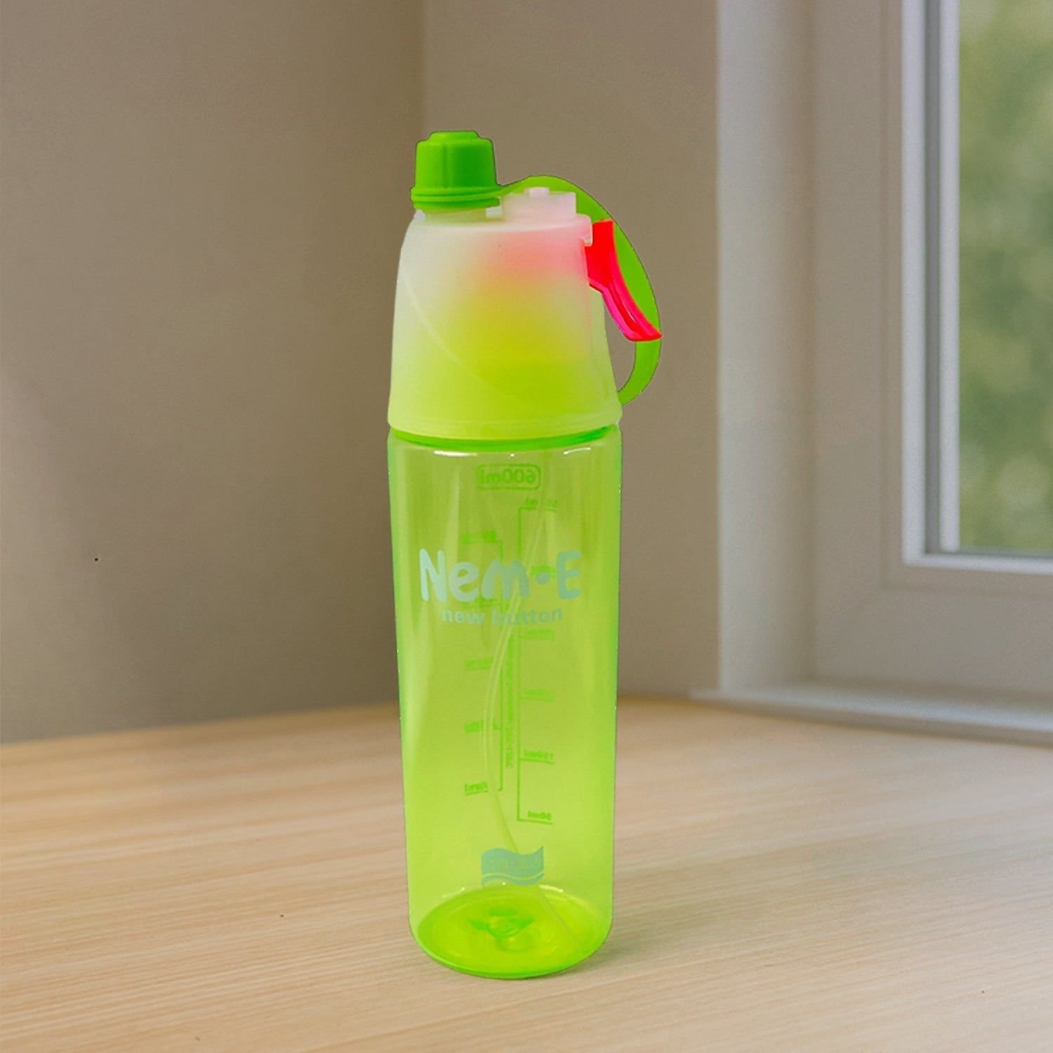 Plastic Dual Function Sports Water Bottle with Built-in Mist Spray and Leakproof Cap (600ML / 1 Pc) - Image 6
