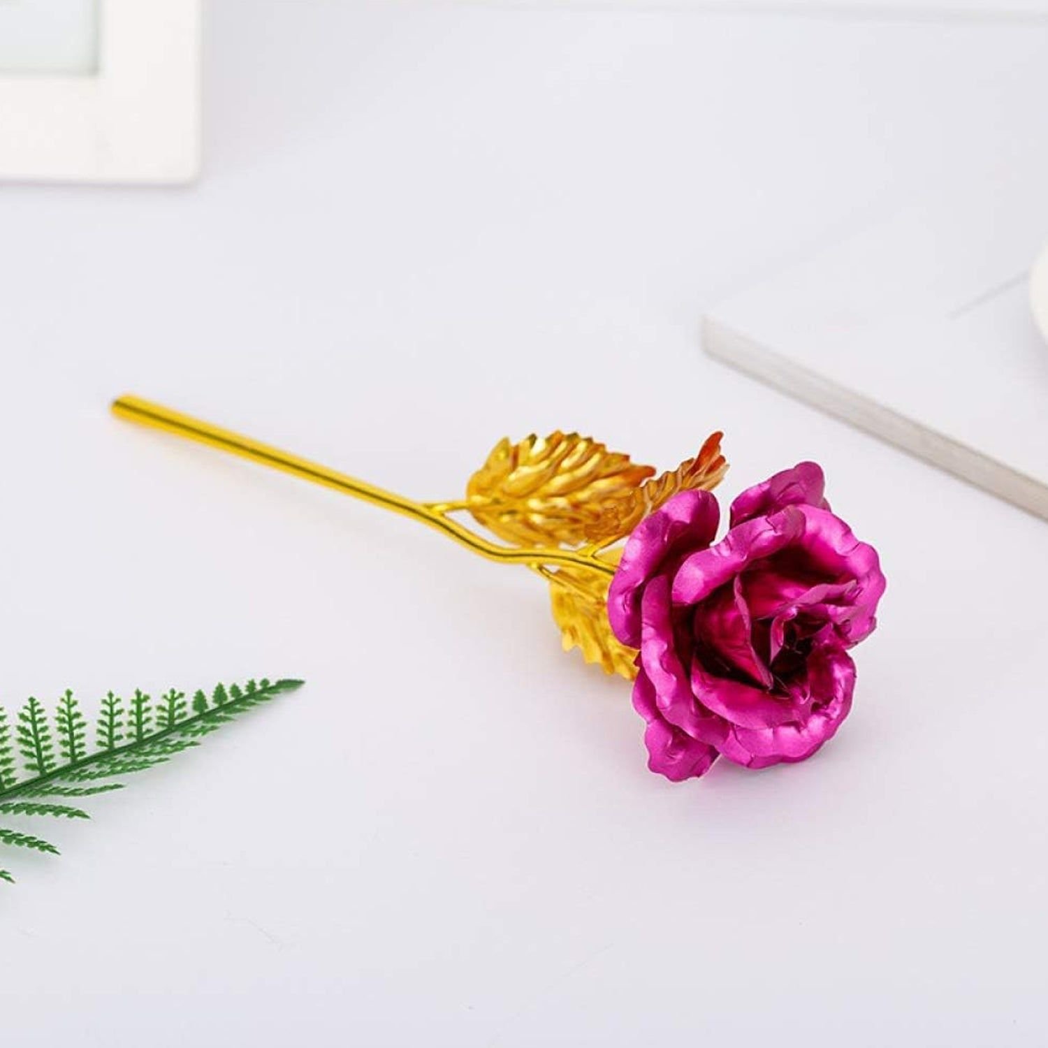 Gold Rose Artificial Rose Flower With Gift Box, Plastic Flowers Best Gifts for Friend Girl Wife Women, Golden Rose Gift for Valentine's Day, Mother's - Image 6