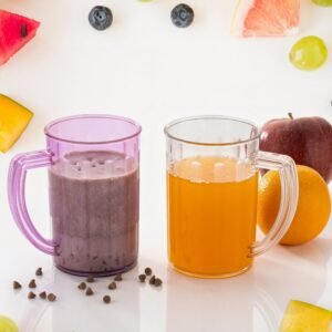 Stylish Juice Glass With Handle, Water Glass, Beer Glass, Milk Shake Glass, Multipurpose Glass Plastic Beer Mug, Unbreakable Beer Tasting Glasses, Cle