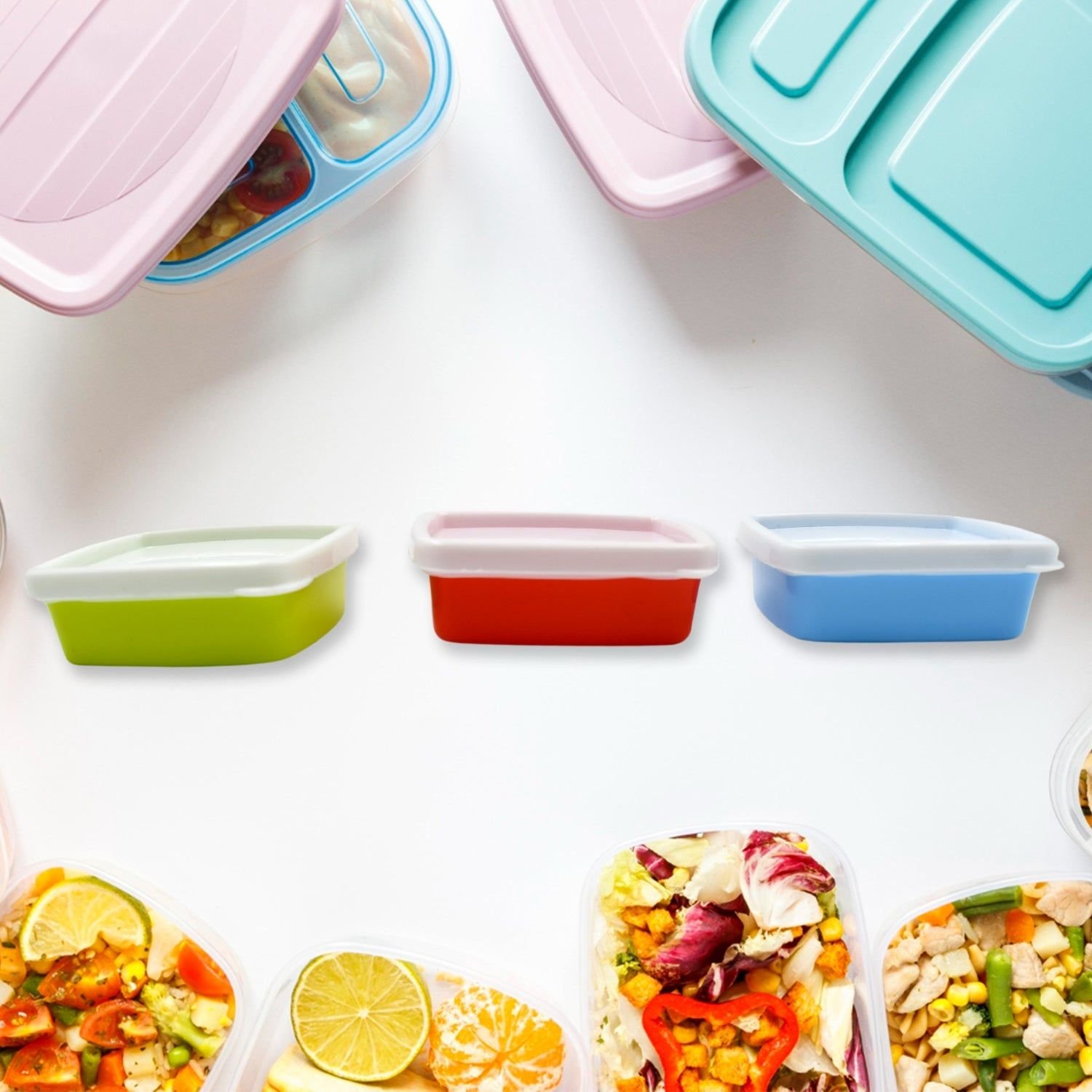 3-Piece Multicolor Airtight Container Set – Rectangular Food & Fridge Storage - Image 3