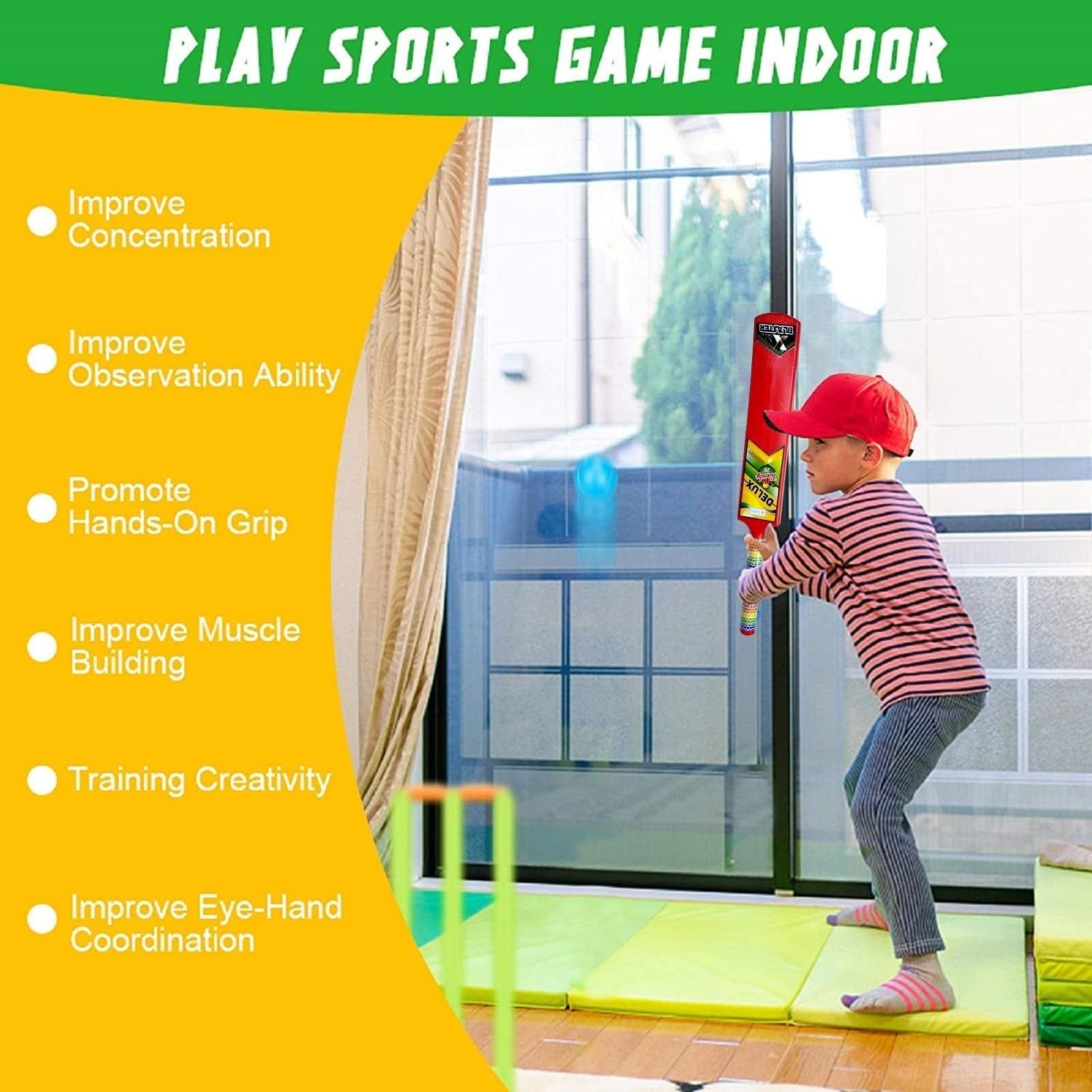 Plastic Cricket Set with Stump,Ball and Bat Kit - Image 7