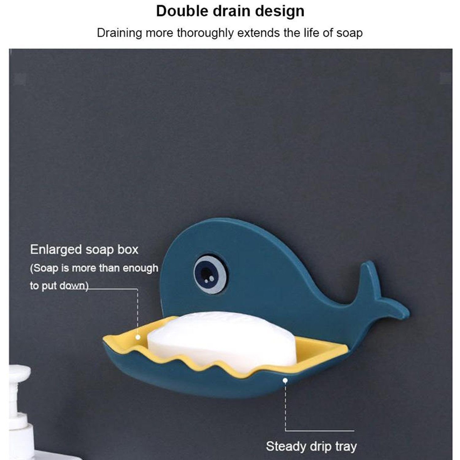 Fish Shape Wall-Mounted Double Layer Soap Holder for Bathroom & Kitchen - Image 3