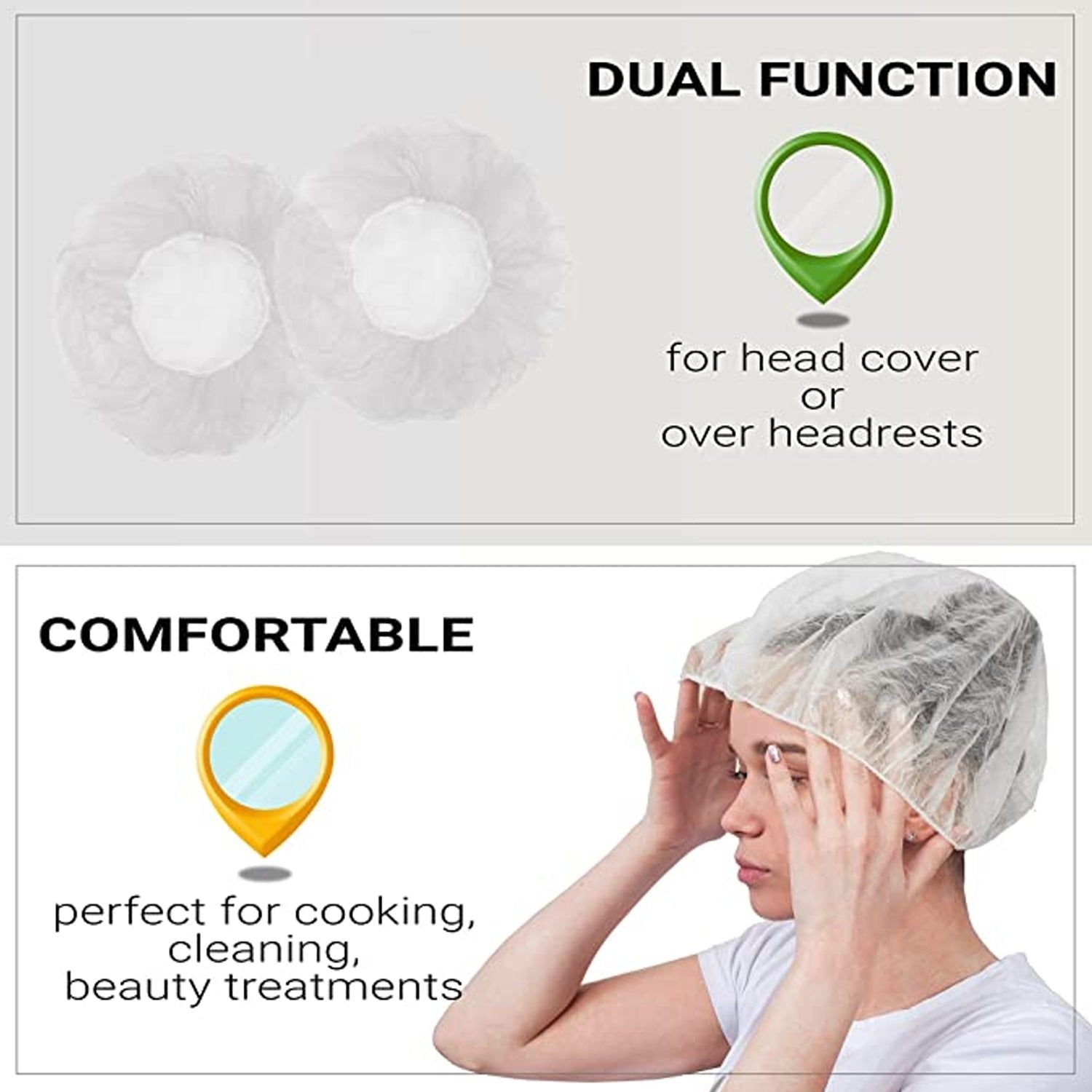 Large Disposable Waterproof Shower Caps – 12 Pack for Women, Travel, Hotel, Spa, Salon - Image 3
