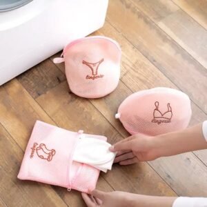5pc Zippered Mesh Laundry Wash Bags Foldable Delicates Lingerie Socks, Underwear Blouse, Hosiery, Stocking and Lingerie Washing Machine Clothes Protec