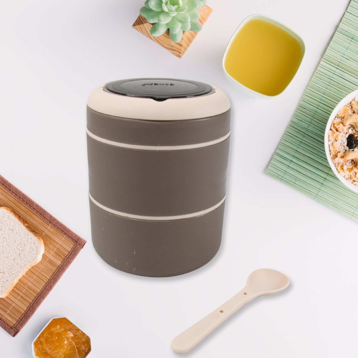 Ganesh Smart Stack 2-Layer Stainless Steel Leak-Proof Lunch Box for Office, School, Picnic - Image 4