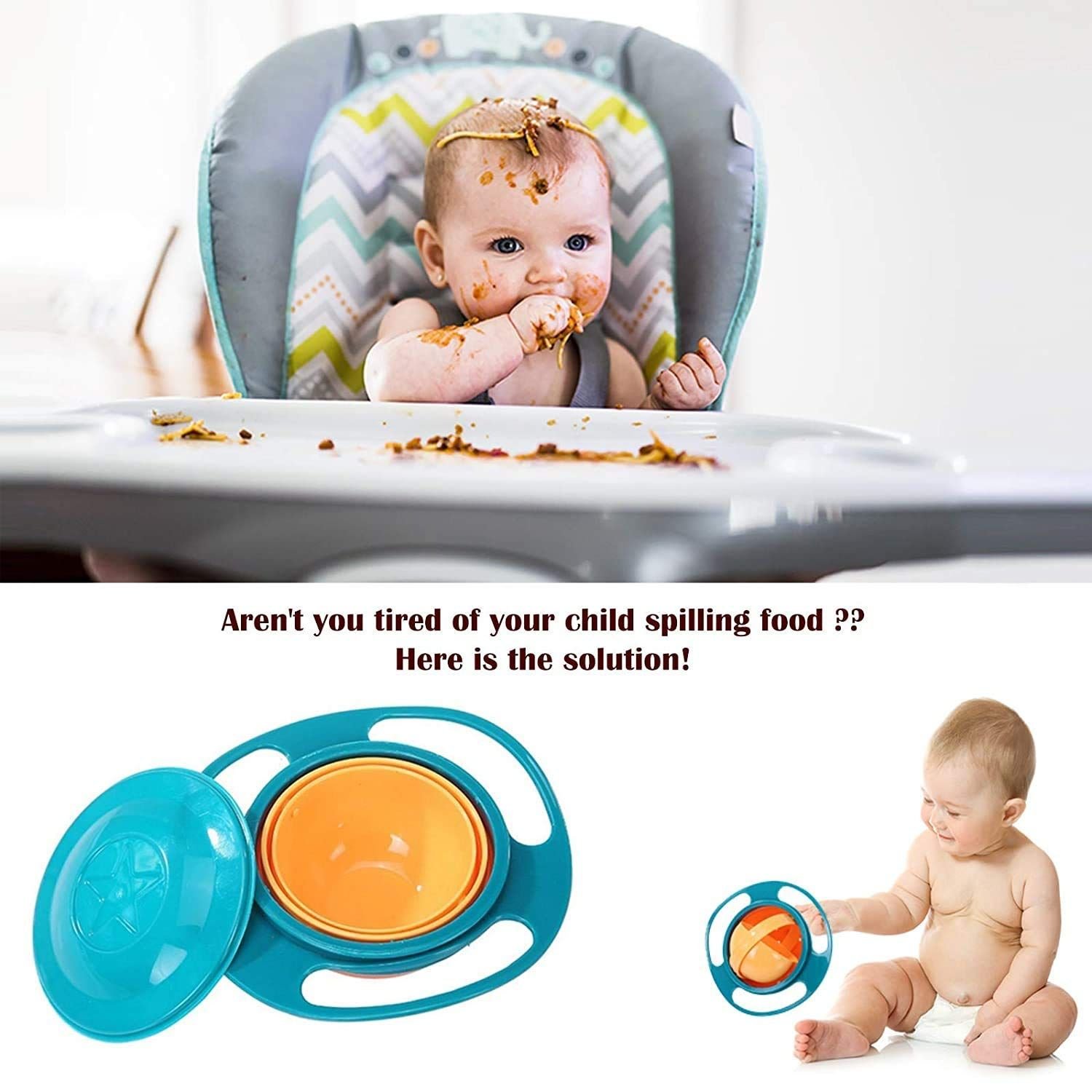 Rotating Baby Bowl used for serving food to kids and toddlers etc. | Assorted Colour - Image 3