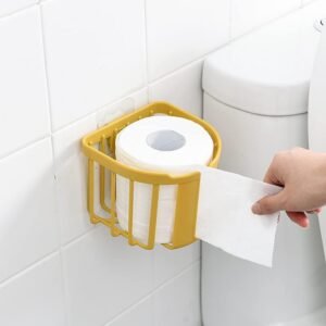 Toilet Paper Holder Bathroom, Tissue Roll Wall Mounted Plastic Bathroom Toilet Paper Roll Holder, Tissue Holder with Storage and Dispenser for Bathroo