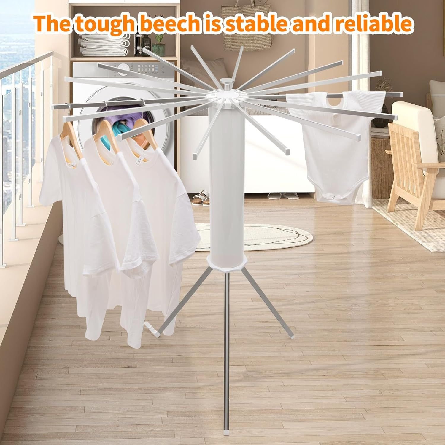 Foldable Rotary Clothes Drying Rack Stand (1 Pc) - Image 3