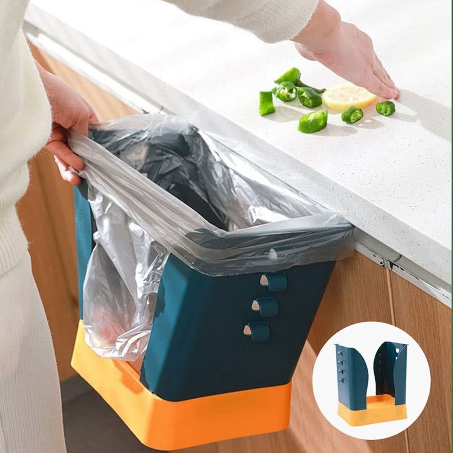 Expandable Trash Can (1 Pc): Plastic, Large Capacity, Kitchen & Bathroom - Image 4