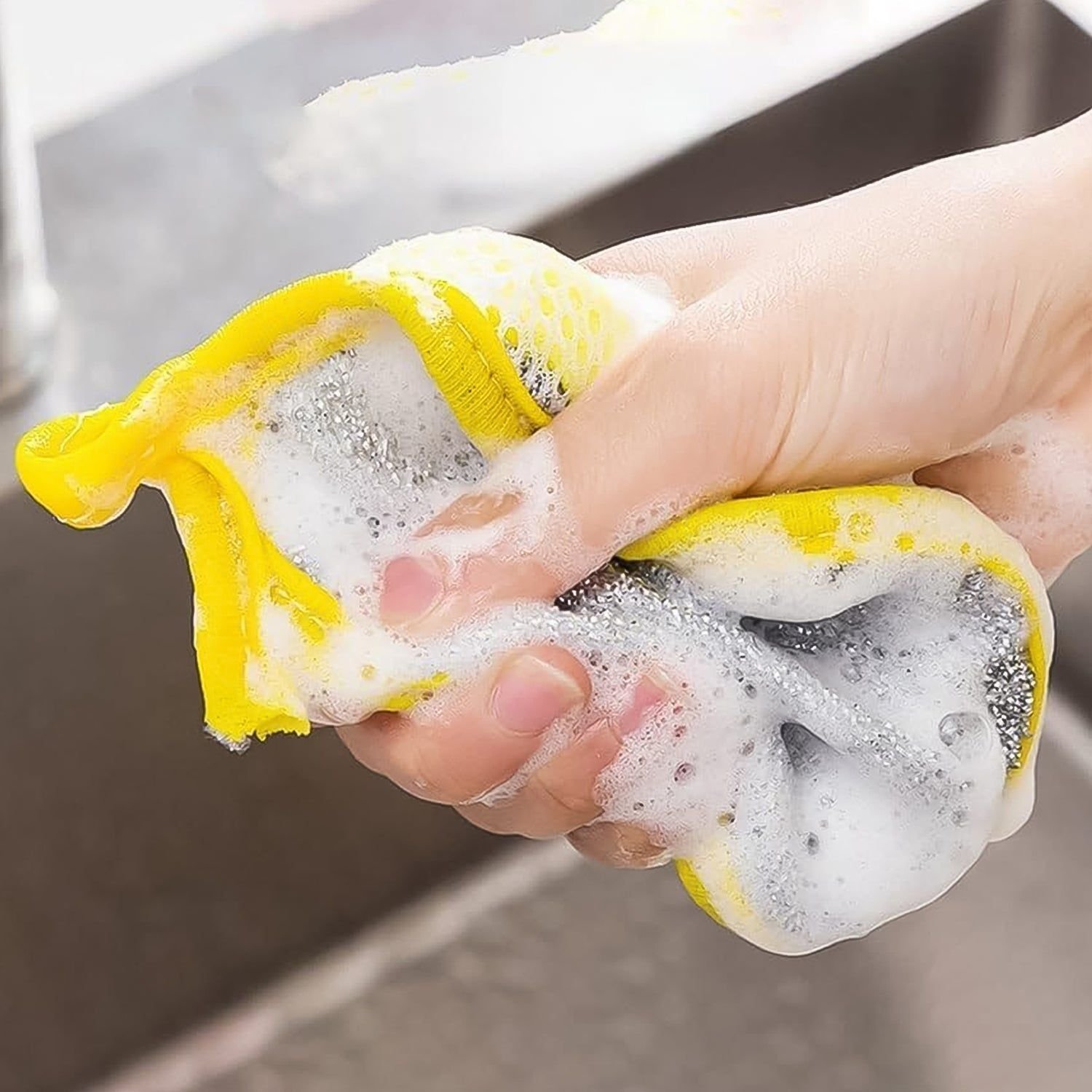 Double Side Dishwashing Sponge Dish Washing Brush (1 Pc) - Image 4