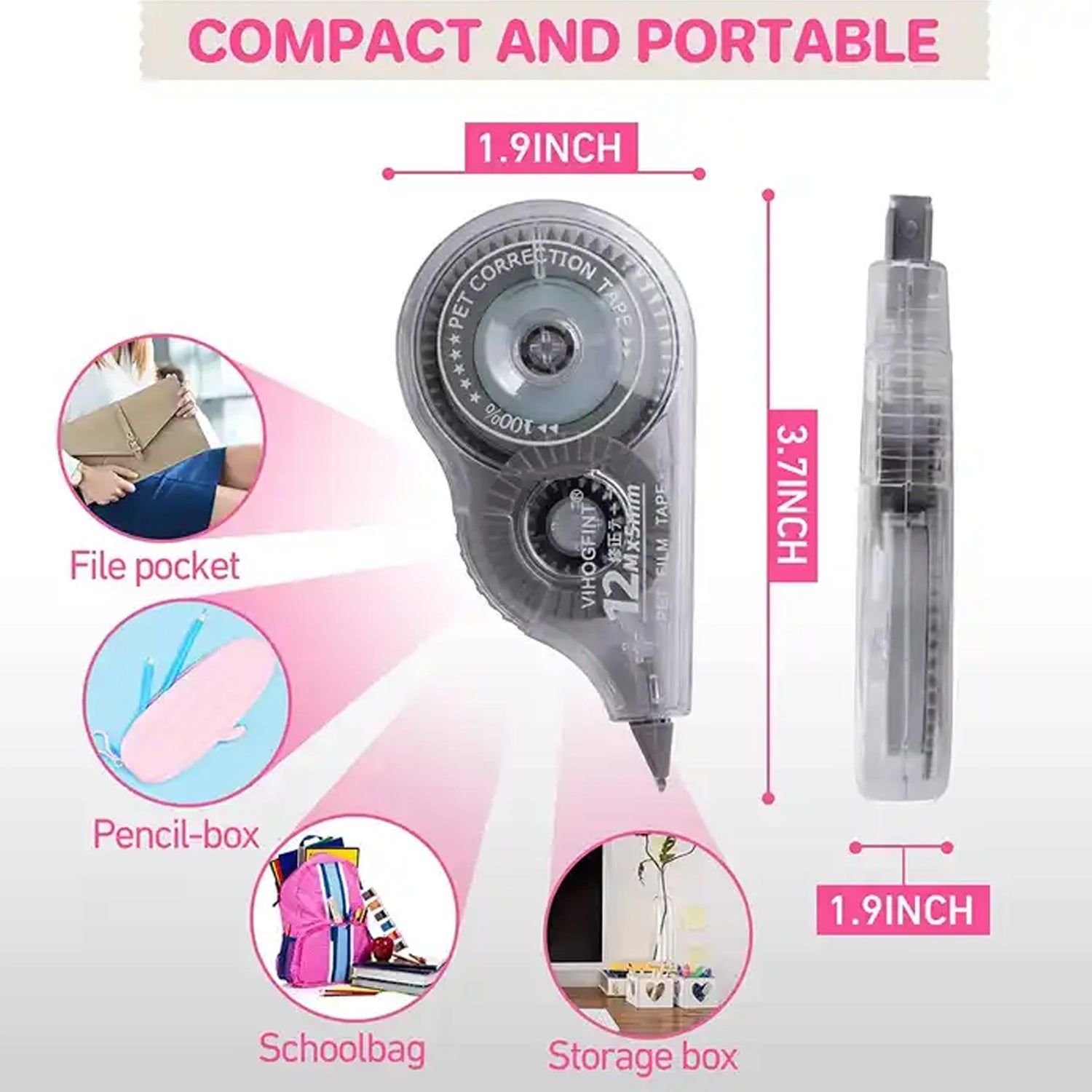 Office Correction Tape Easy to Use Applicator for Timely Correction of Writings Correction Available for School, Homework Modify Office Supplies (1 pc) - Image 3