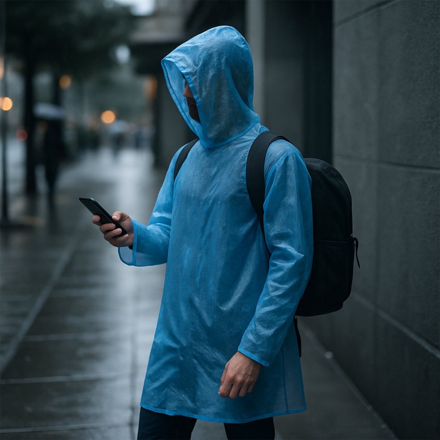Ultra Lightweight Disposable Raincoat with Hood for Adults (1 Pc) - Image 4