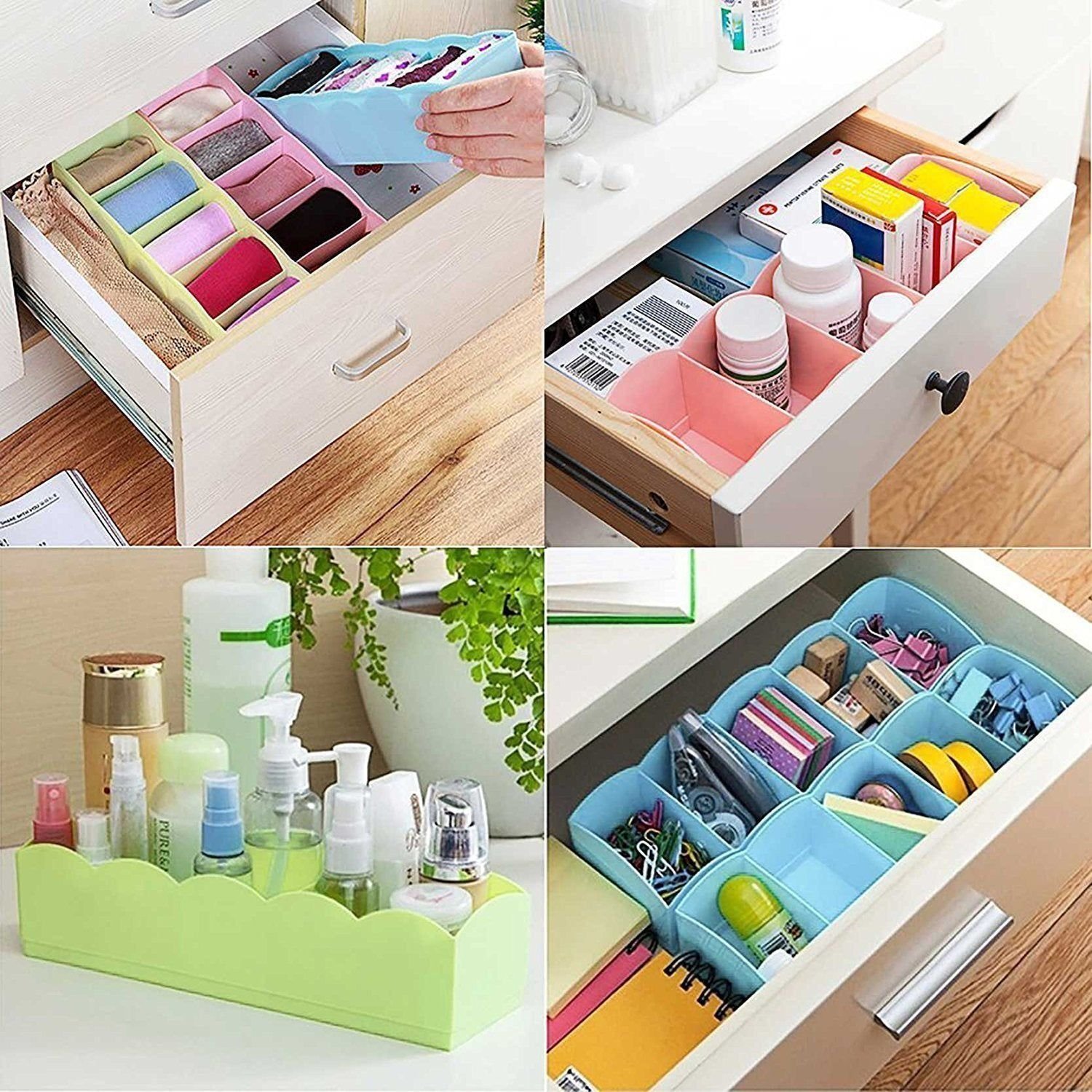 Desktop Storage Organizer Box Set - 5 Grid Compartments for Clothing, Underwear, Socks & Ties (4-Piece) - Image 5