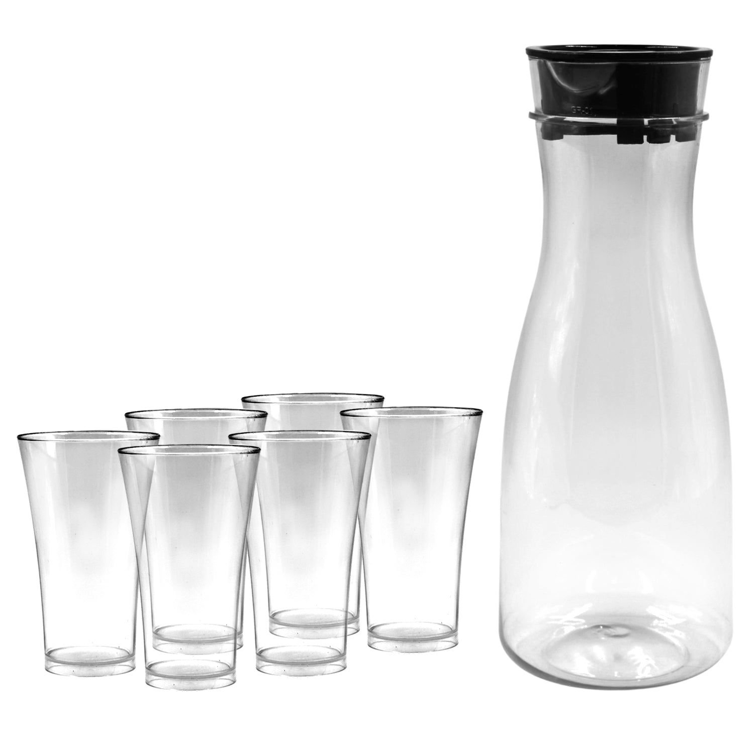 Transparent Unbreakable Water Juicy Jug and 6 Pcs. Glass Combo Set for Dining Table Office Restaurant Pitcher | Assorted Colour - Image 4
