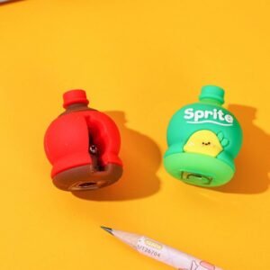 2-in-1 3D Cold Drink Bottle Shape Rubber Pencil Sharpener and Eraser Set, Stationery for Kids School Boys Girls, Birthday Return Gifts (1 Pc )
