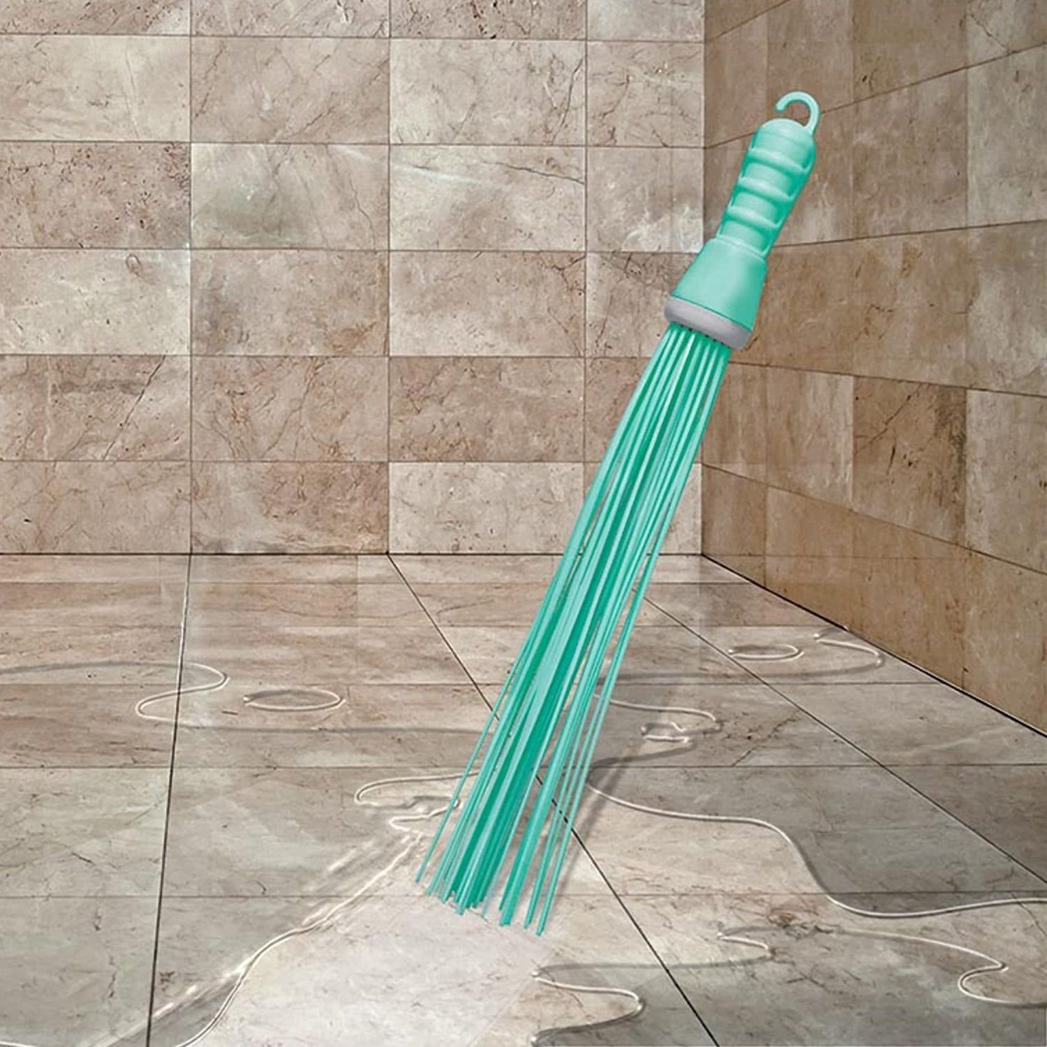 Plastic Hard Bristle Broom for Bathroom Floor Cleaning and Scrubbing, Wet and Dry Floor Cleaning - Image 5