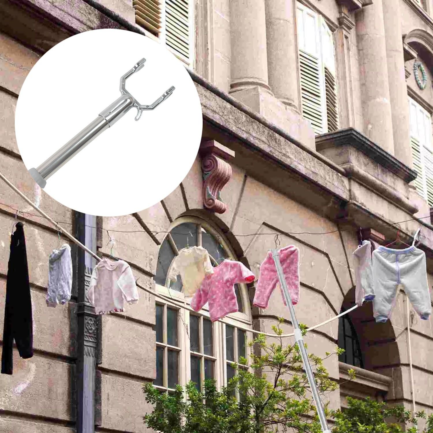 Stainless Steel Telescopic Pole Clothes Hooks Hanger (1 Pc / 155 cm) - Image 6
