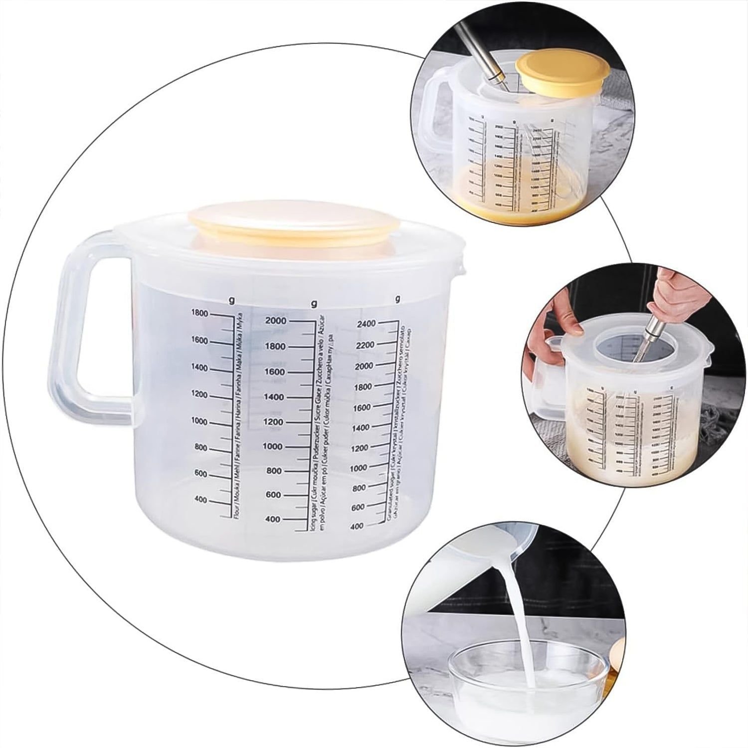 Plastic Baking Measuring Cup 2.5L Measurement with Scale Kitchen Pouring Cup - Image 6