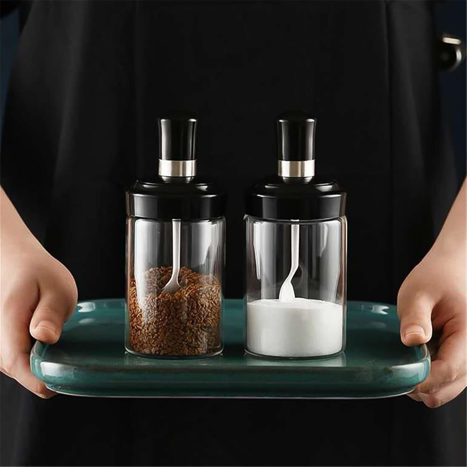 Transparent Glass Storage Jar with Built-in Spoon Approx 250ml - Image 4