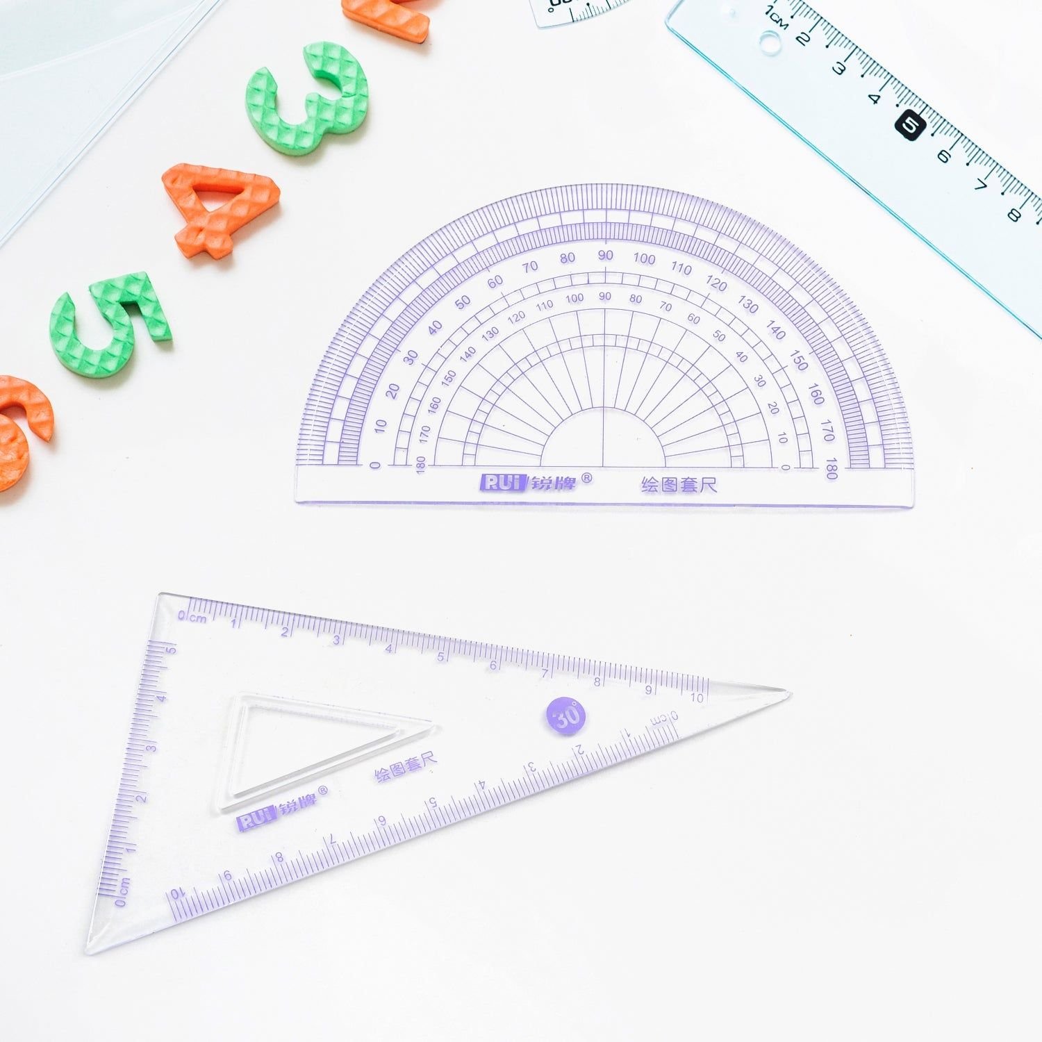 4pcs Ruler Suit Stationery Set for School Student Office ,Draft Rulers for School Office Supplies and Supplies-High School - Image 3