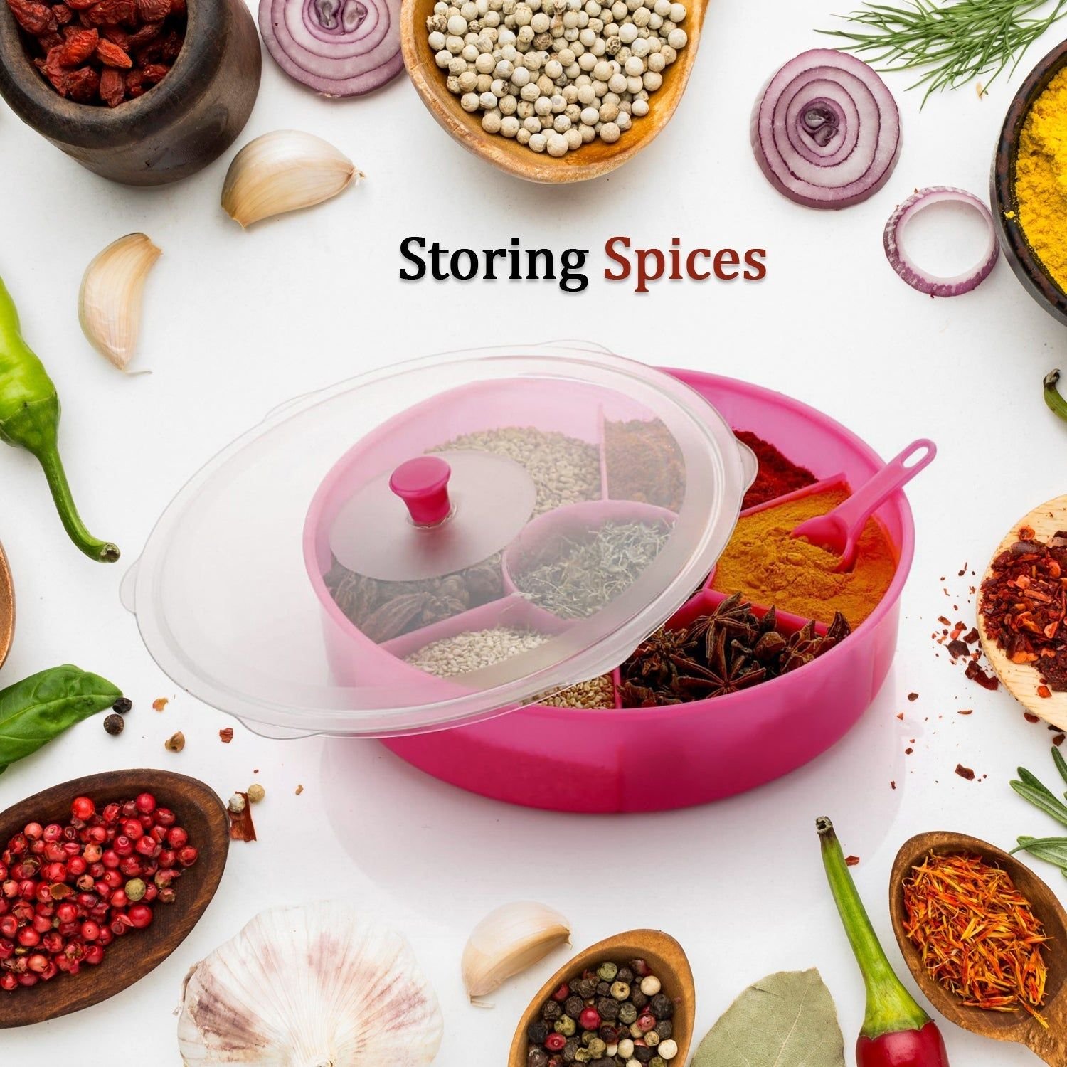 Multipurpose Dry-fruit and masala box with single spoon. - Image 4