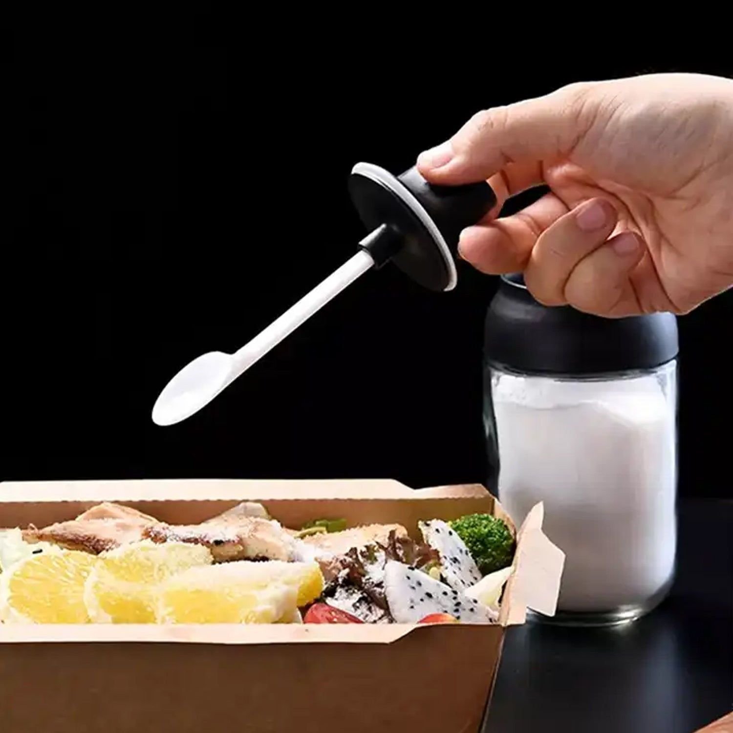 All-in-One Seasoning Jar: Heat-Resistant Glass with Spoon (1 Pc) - Image 4