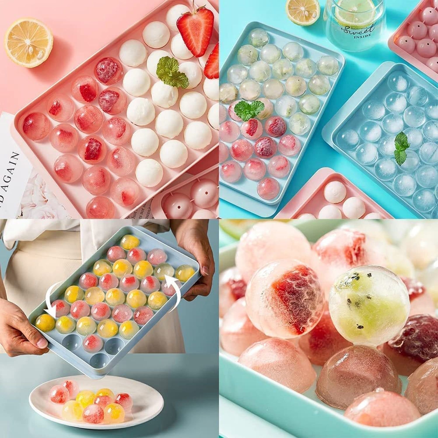 Plastic Round Reusable Ice Cube Ice Ball Mold / Lolli Candy Maker 33 Moulds (16.5×10 Cm / 1 Pc) - Image 6