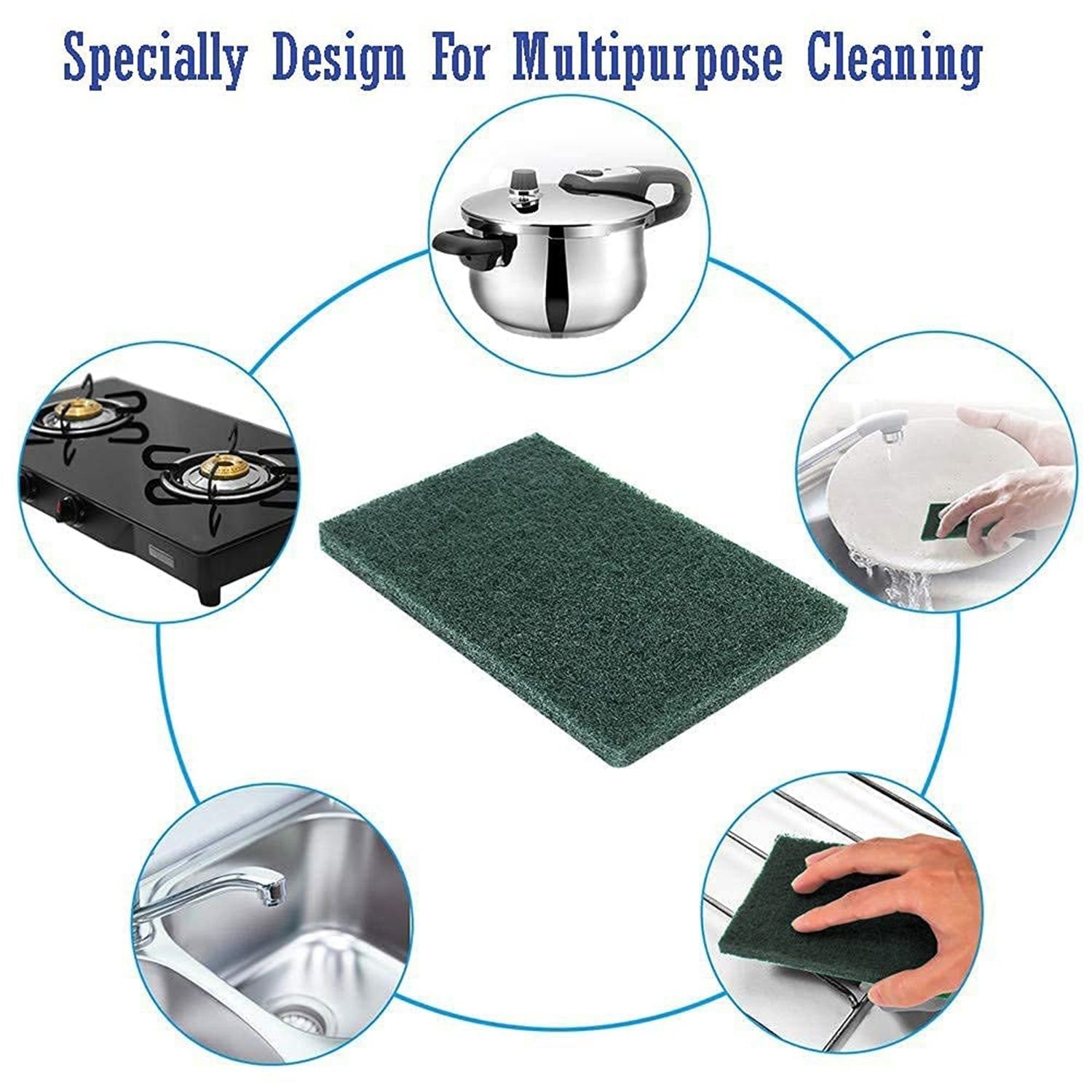Scrub Sponge Cleaning Pads Aqua Green 10PCS - Image 8