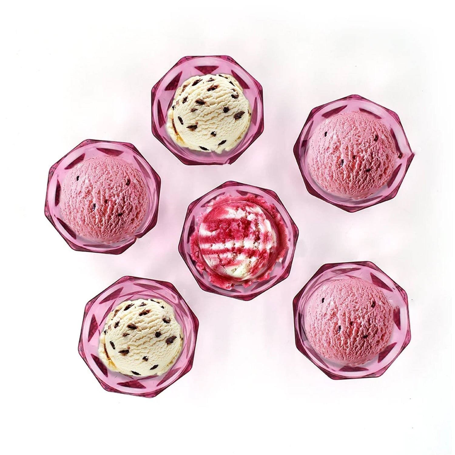 6pc Diamond shape ice cream bowl set | Assorted Colour - Image 8
